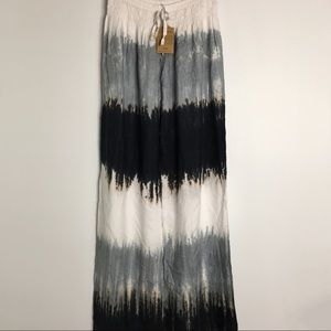 Tie-Dye Wide Leg Pants - Black & Gray